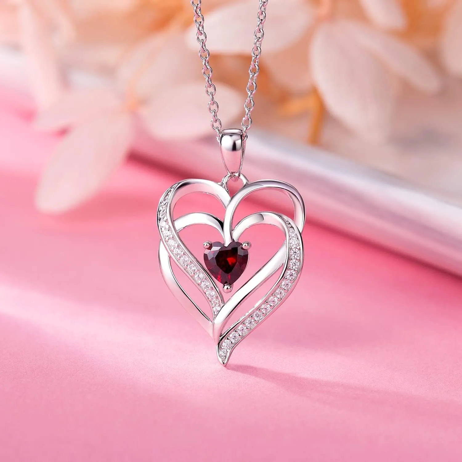 💖 Shine Bright with Our Elegant 925 Sterling Silver Birthstone Heart Necklaces! Perfect gifts for graduations, anniversaries, and birthdays! Celebrate the special women in your life—moms, grandmas, sisters, and best friends! 🎉✨