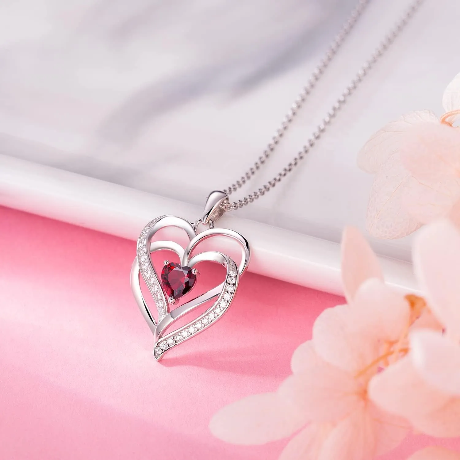 💖 Shine Bright with Our Elegant 925 Sterling Silver Birthstone Heart Necklaces! Perfect gifts for graduations, anniversaries, and birthdays! Celebrate the special women in your life—moms, grandmas, sisters, and best friends! 🎉✨