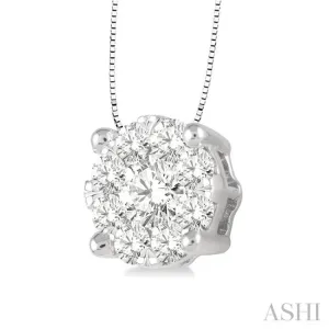 1/2 Ctw Lovebright Round Cut Diamond Pendant in 14K White Gold with Chain