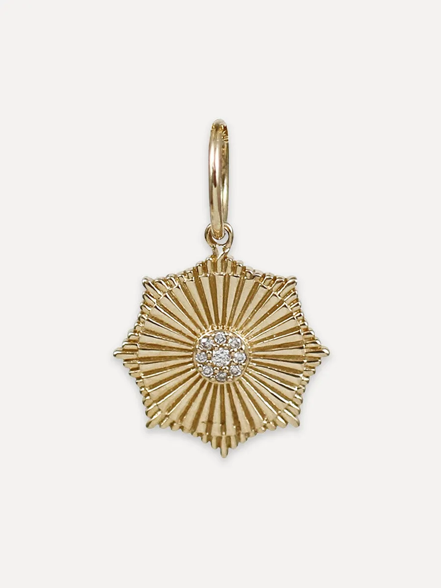 14K Diamond Solar Flare Fluted Charm