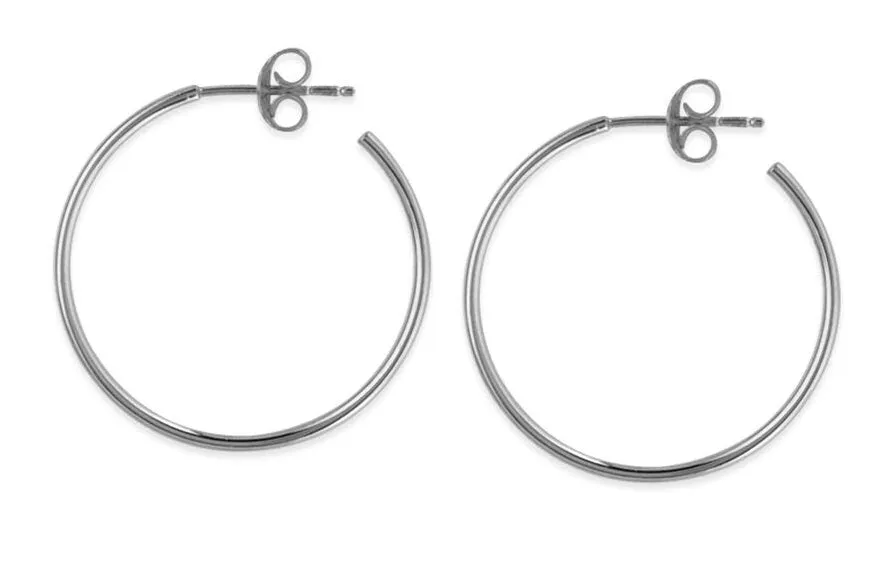 14K Gold 25mm x 1.2mm Hoop Post Earrings