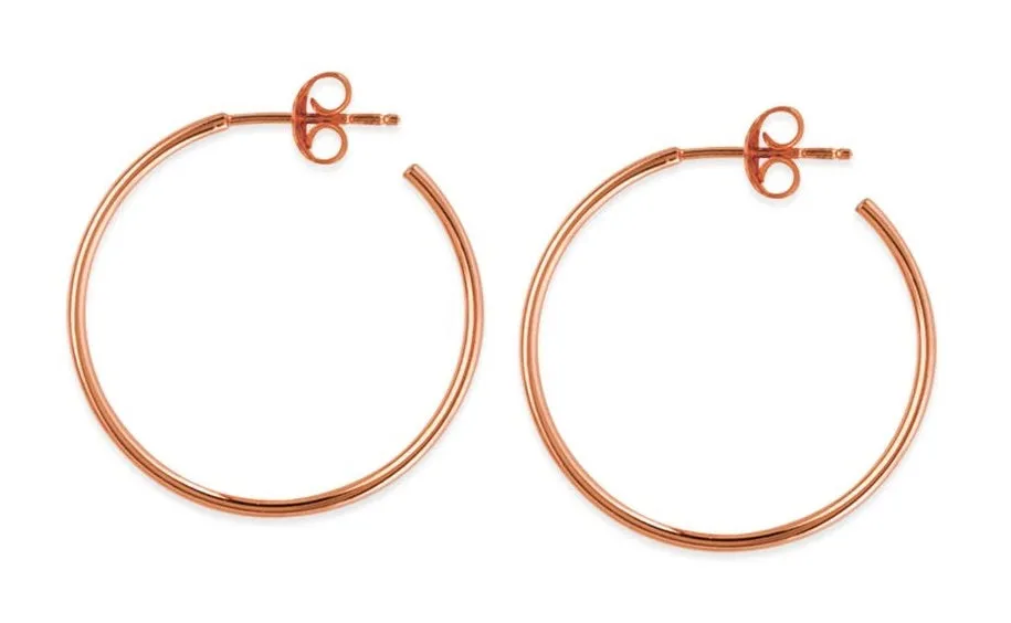 14K Gold 25mm x 1.2mm Hoop Post Earrings