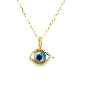 14k Round Evil Eye Pendant Necklace