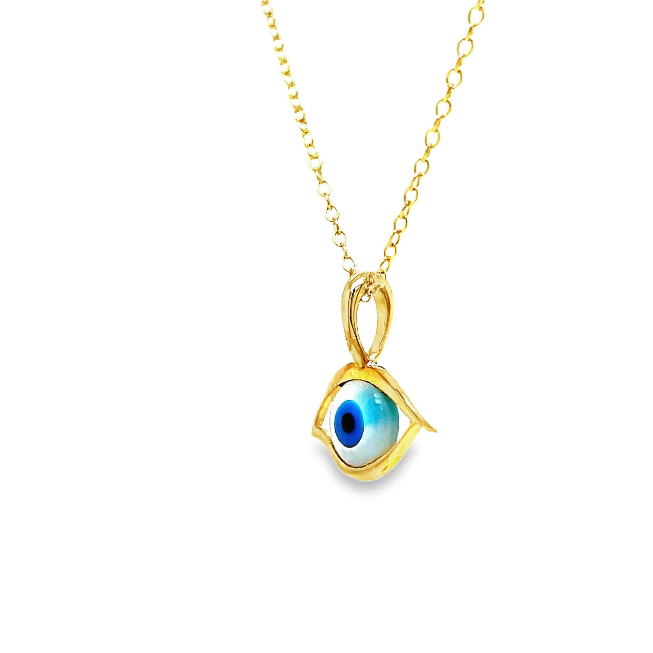 14k Round Evil Eye Pendant Necklace