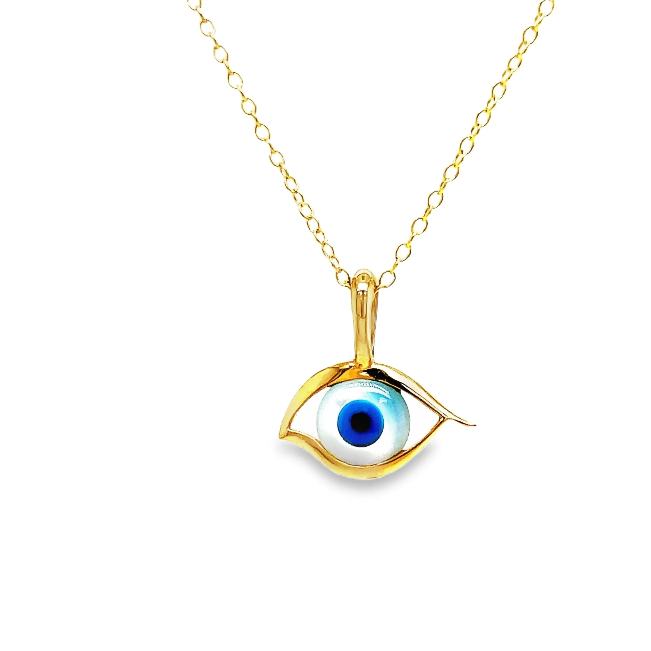 14k Round Evil Eye Pendant Necklace