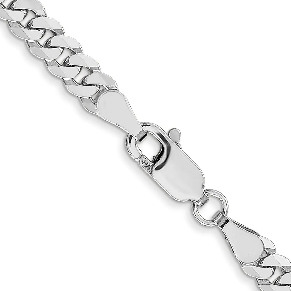 14k White Gold 3.9mm Flat Beveled Curb Chain