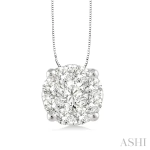 14K White Gold Diamond Pendant, 0.25 Carat tw