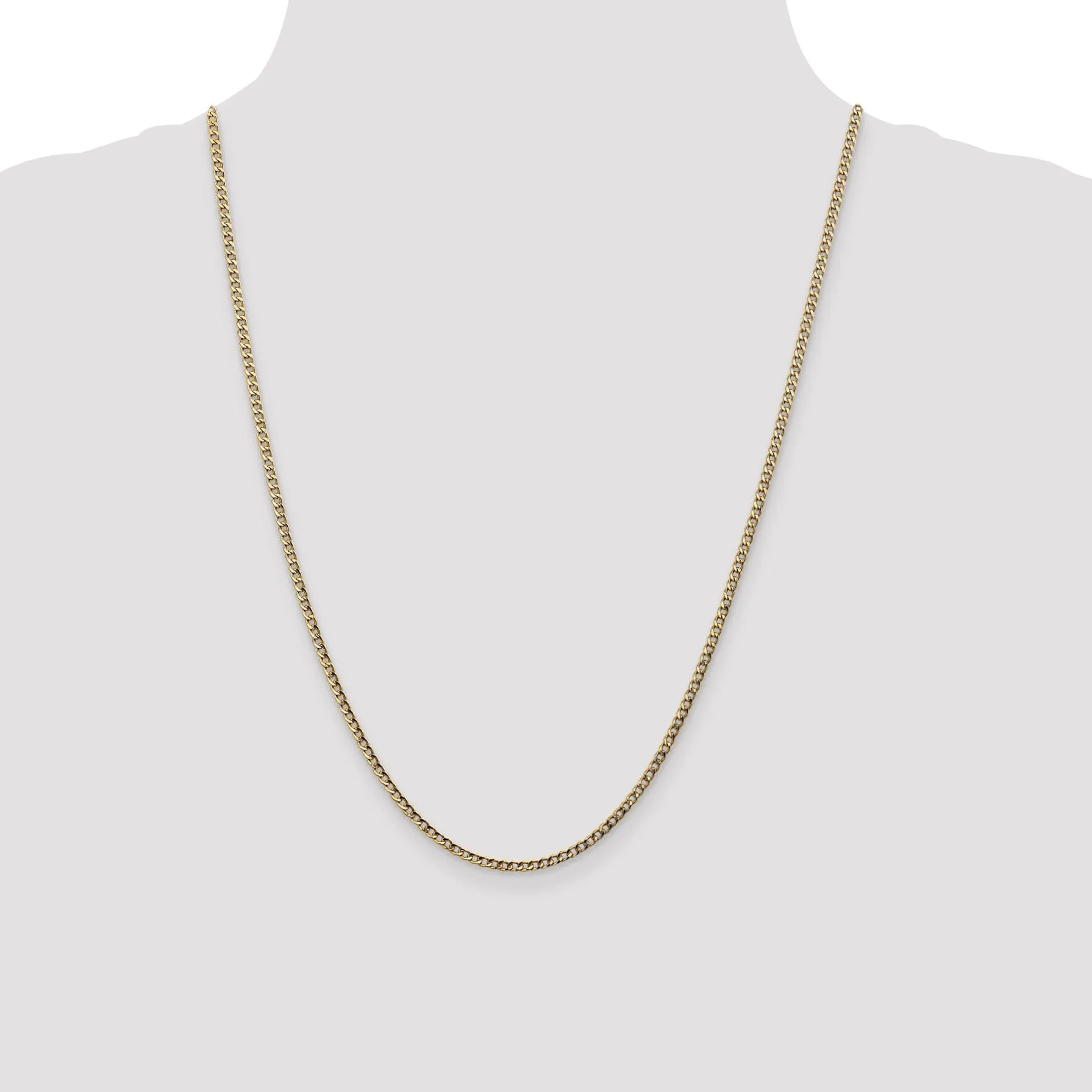 14k Yellow Gold 2.50m Semi Solid Curb Link Chain