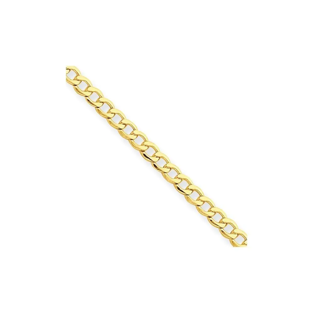 14k Yellow Gold 2.50m Semi Solid Curb Link Chain