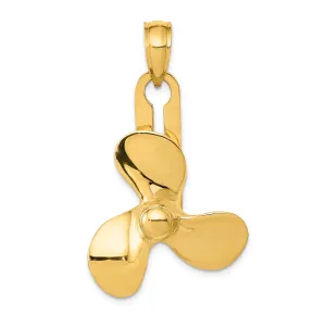 14k Yellow Gold 3 Blade Propeller Pendant