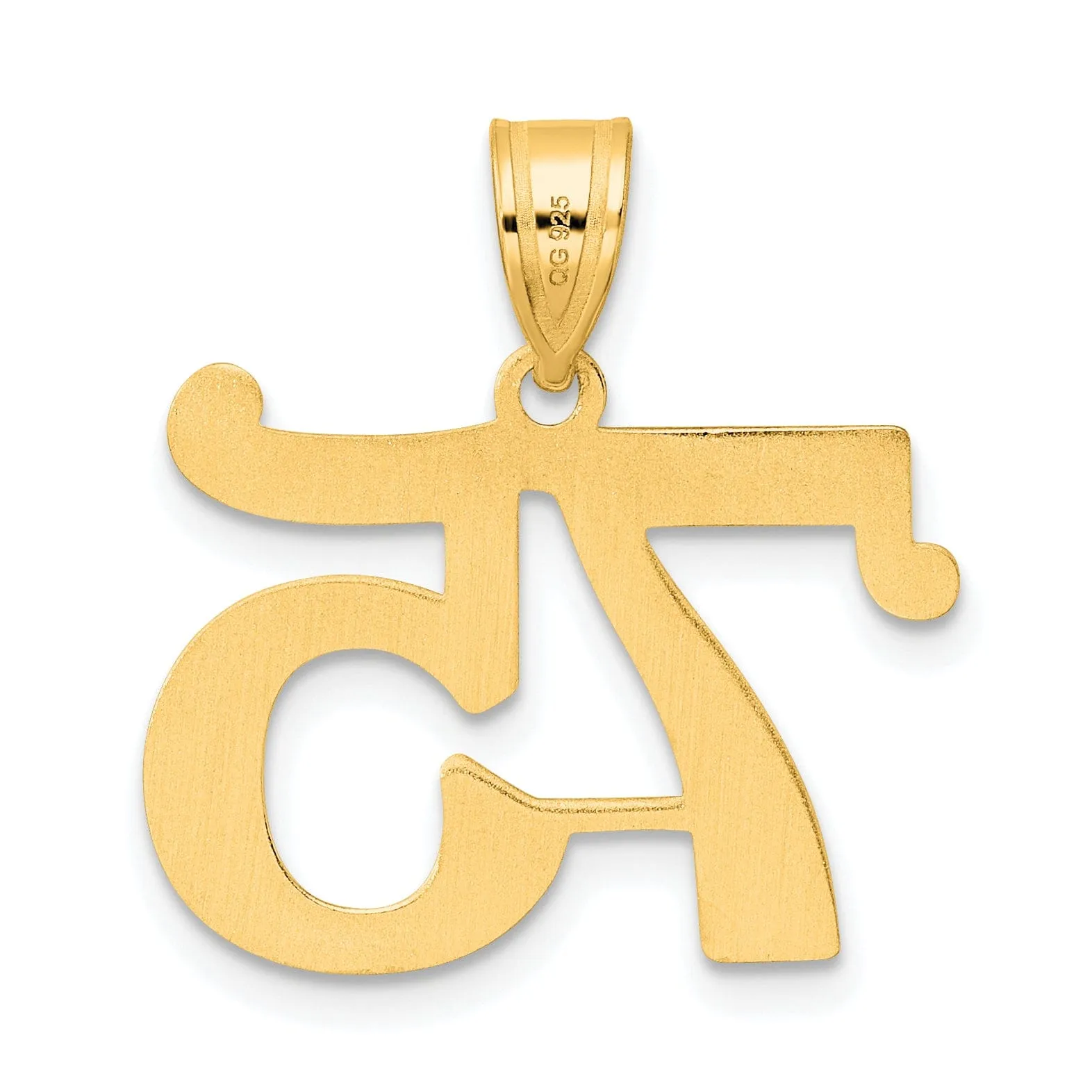 14k Yellow Gold Polished Finish Number 75 Charm Pendant