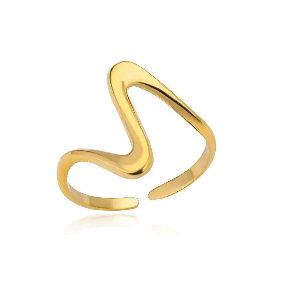 18K Gold Plated Stainless Steel Punk Couple Rings: Trendy Band Jewelry