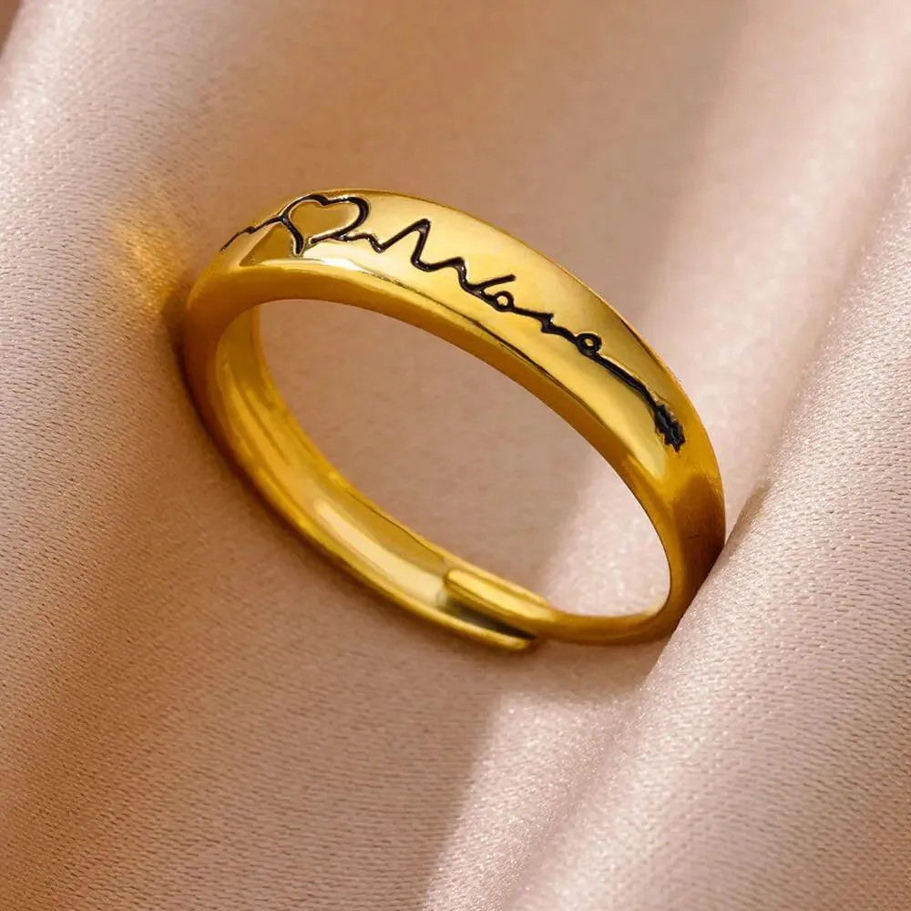 18K Gold Plated Stainless Steel Punk Couple Rings: Trendy Band Jewelry