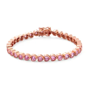 18k Gold Vermeil Pink Heart Tennis Bracelet: The Leticia