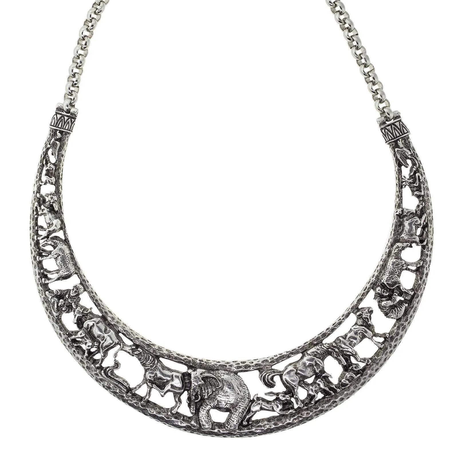 1928 Jewelry&reg; Silver Tone Elephant Collar Necklace