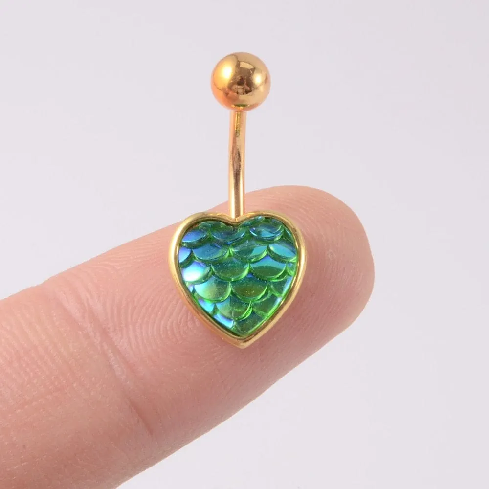 1Pc Navel Piercing Heart Love Surgical Steel Body Jewelry