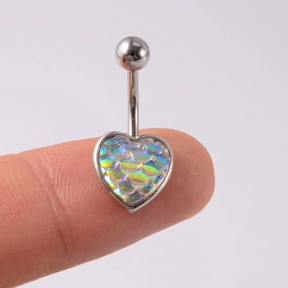 1Pc Navel Piercing Heart Love Surgical Steel Body Jewelry