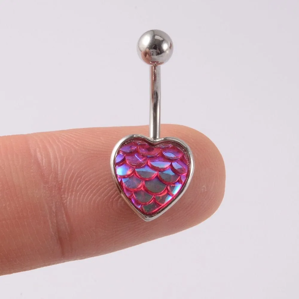 1Pc Navel Piercing Heart Love Surgical Steel Body Jewelry