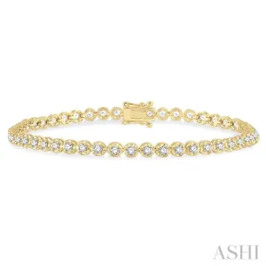 2 Ctw Round Cut Diamond Illusion Tennis Bracelet in 14K Yellow Gold