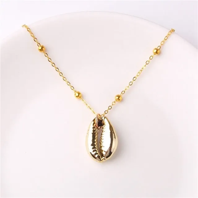 2019 Boho Conch Shells Necklace Sea Beach Shell Pendant Necklace For Women Collier Femme Shell Cowrie Summer Jewelry Bohemian