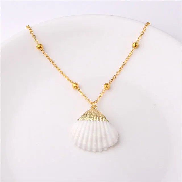 2019 Boho Conch Shells Necklace Sea Beach Shell Pendant Necklace For Women Collier Femme Shell Cowrie Summer Jewelry Bohemian