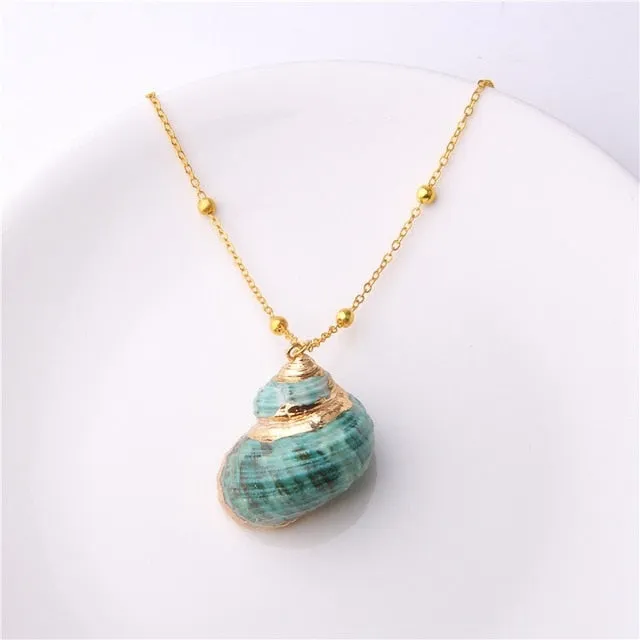 2019 Boho Conch Shells Necklace Sea Beach Shell Pendant Necklace For Women Collier Femme Shell Cowrie Summer Jewelry Bohemian