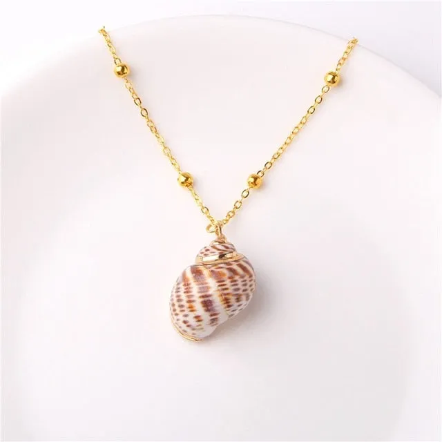 2019 Boho Conch Shells Necklace Sea Beach Shell Pendant Necklace For Women Collier Femme Shell Cowrie Summer Jewelry Bohemian