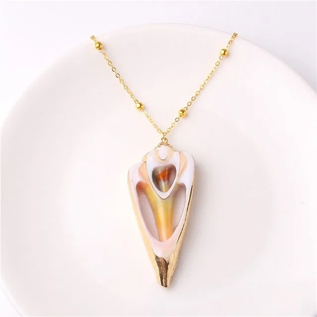 2019 Boho Conch Shells Necklace Sea Beach Shell Pendant Necklace For Women Collier Femme Shell Cowrie Summer Jewelry Bohemian