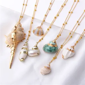 2019 Boho Conch Shells Necklace Sea Beach Shell Pendant Necklace For Women Collier Femme Shell Cowrie Summer Jewelry Bohemian