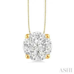 3/4 Ctw Lovebright Round Cut Diamond Pendant in 14K Yellow and White Gold with Chain