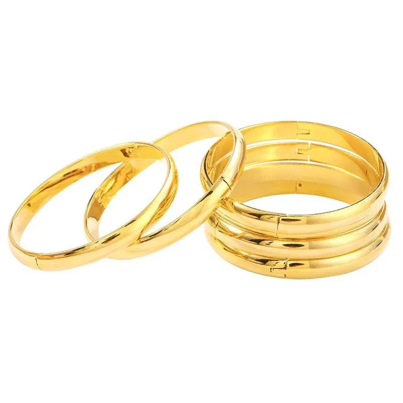 6pcs/lot Women High Polished Gold Color Bangles