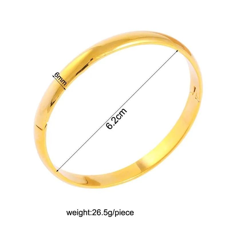 6pcs/lot Women High Polished Gold Color Bangles