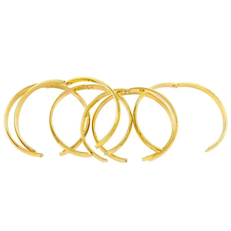 6pcs/lot Women High Polished Gold Color Bangles