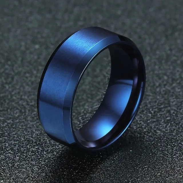 8mm Men Ladies Ring Stainless Steel Wedding Jewellery