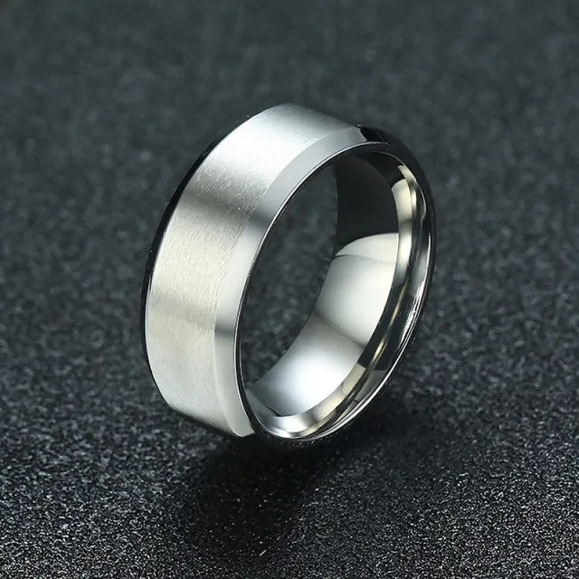 8mm Men Ladies Ring Stainless Steel Wedding Jewellery