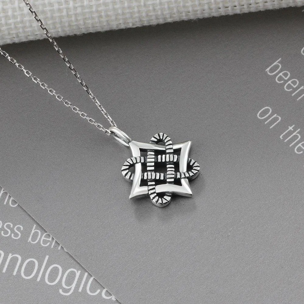 925 Sterling Silver Vintage Art Design Pendant Necklace, Fashion Party