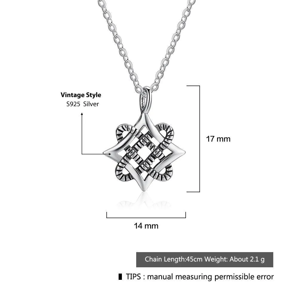 925 Sterling Silver Vintage Art Design Pendant Necklace, Fashion Party