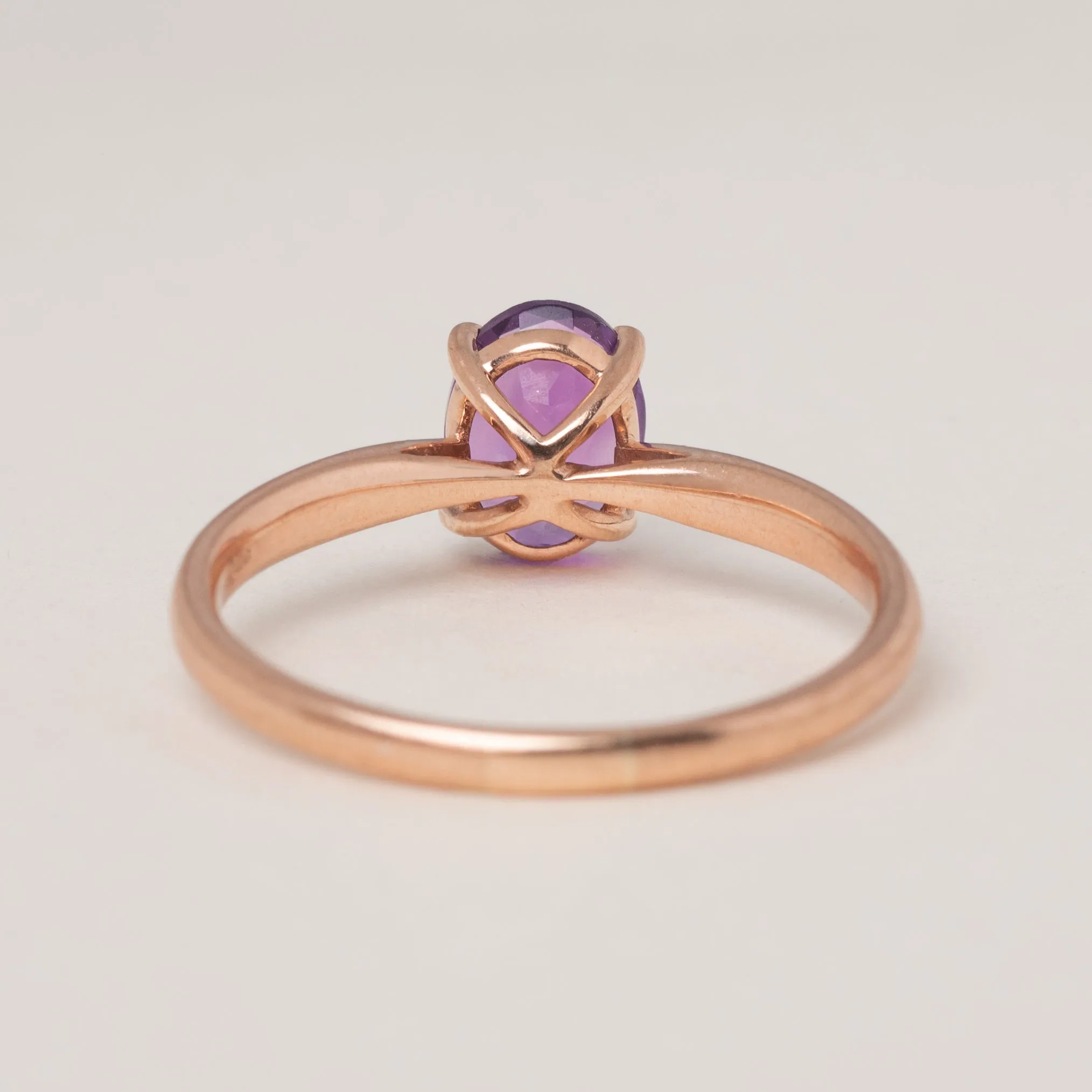 9ct Rose Gold Amethyst Solitaire Ring, 0.90ct