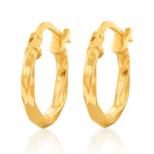 9ct Yellow Gold Silver Filled Twist 10mm Hoop Earrings