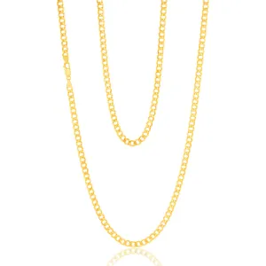 9ct Yellow Gold Silverfilled Bevelled Curb 120 Gauge 80cm Chain