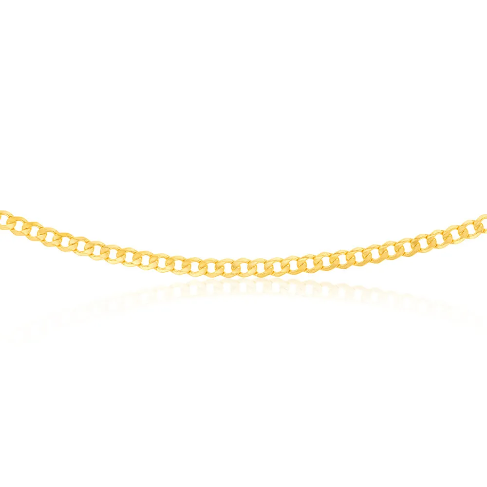 9ct Yellow Gold Silverfilled Bevelled Curb 120 Gauge 80cm Chain