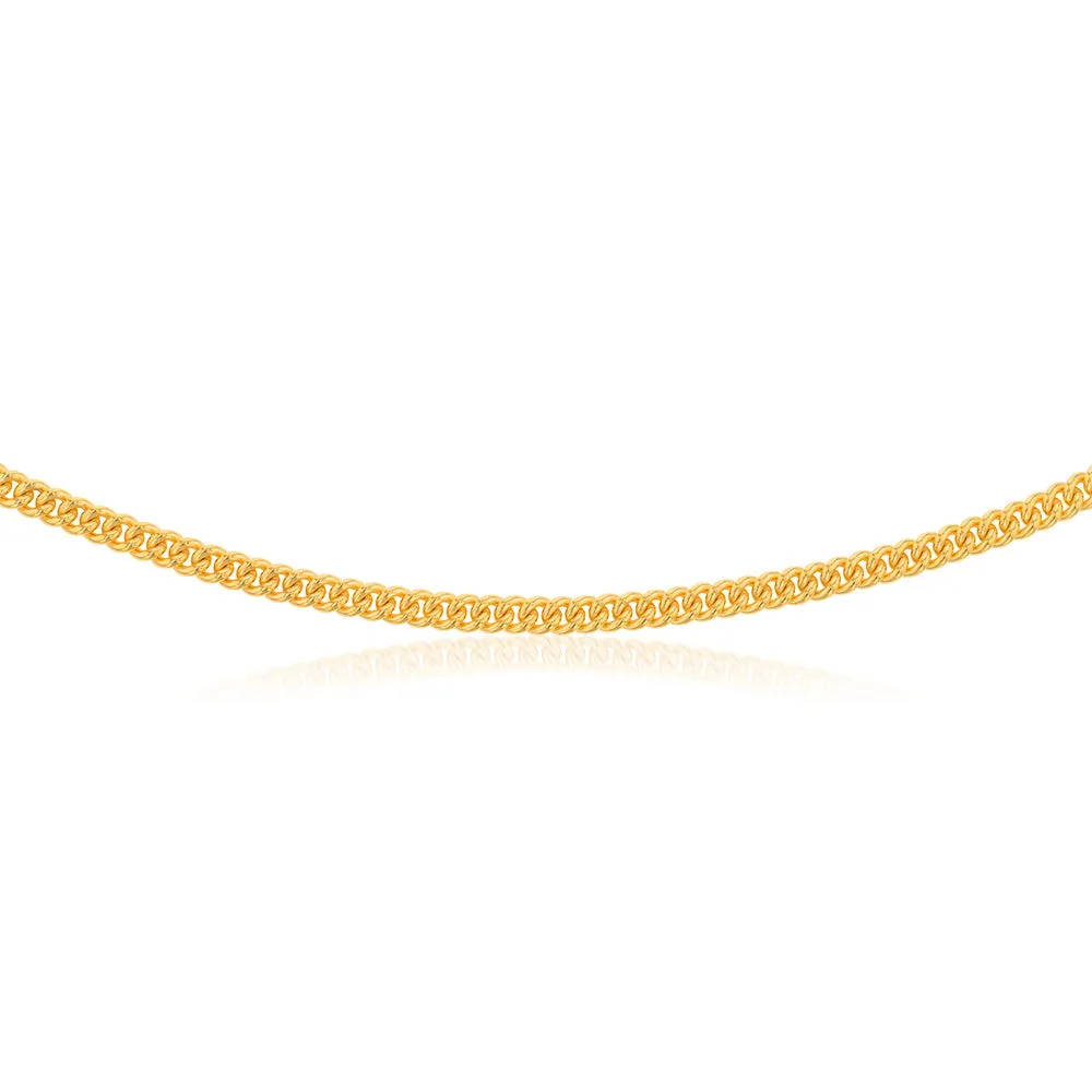 9ct Yellow Gold Silverfilled Cuban Curb Compact 4.4mm 50cm Chain