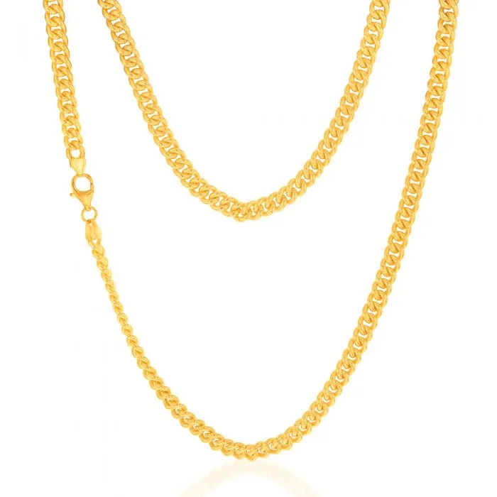 9ct Yellow Gold Silverfilled Cuban Curb Compact 4.4mm 50cm Chain