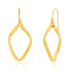 9ct Yellow Gold Silverfilled Twisted Ring Drop Earrings