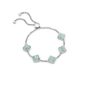 Amazonite Clover Custom Name Bracelet (Silver)