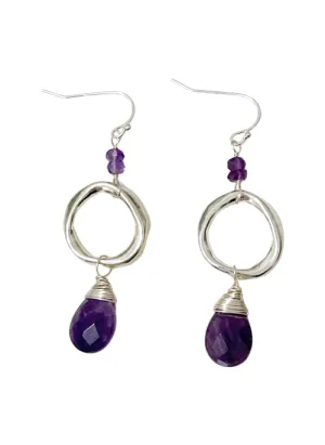 Amethyst & Silver Teardrop Earrings