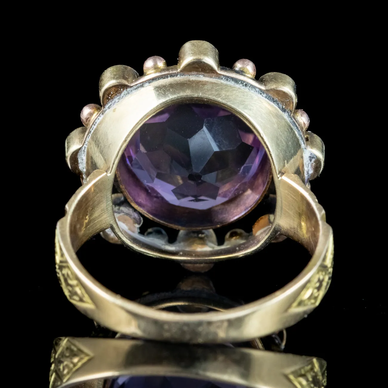 Antique Victorian Amethyst Pearl Cluster Ring 6ct Amethyst