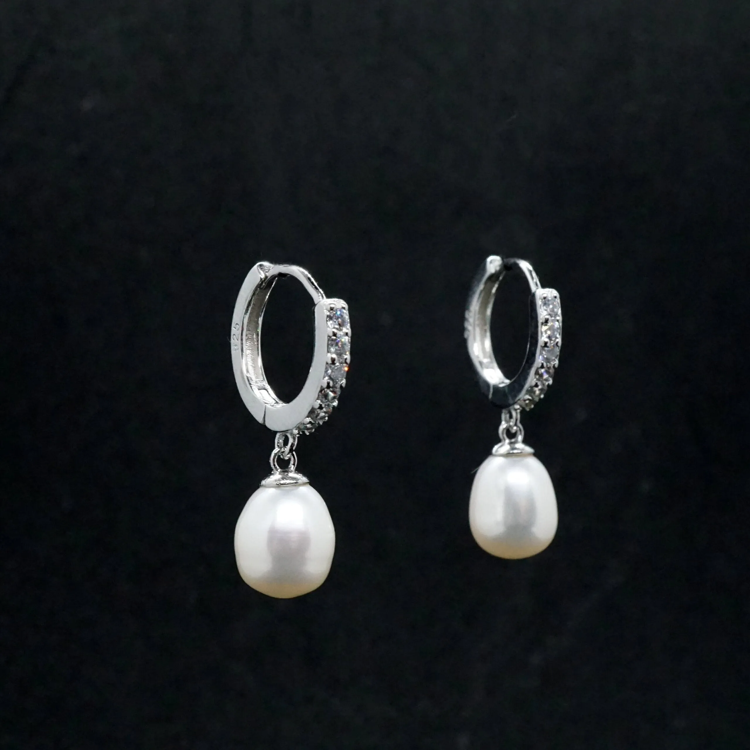 Aria X - Silver Freshwater Pearl Drop Earrings