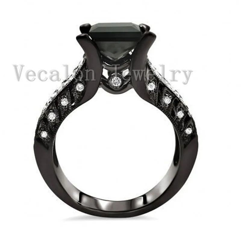 Black Wedding Band Ring Set for Women and men 4ct  5A Zircon ring