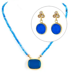 Blue Agate and MOP Jewelry Gift Set